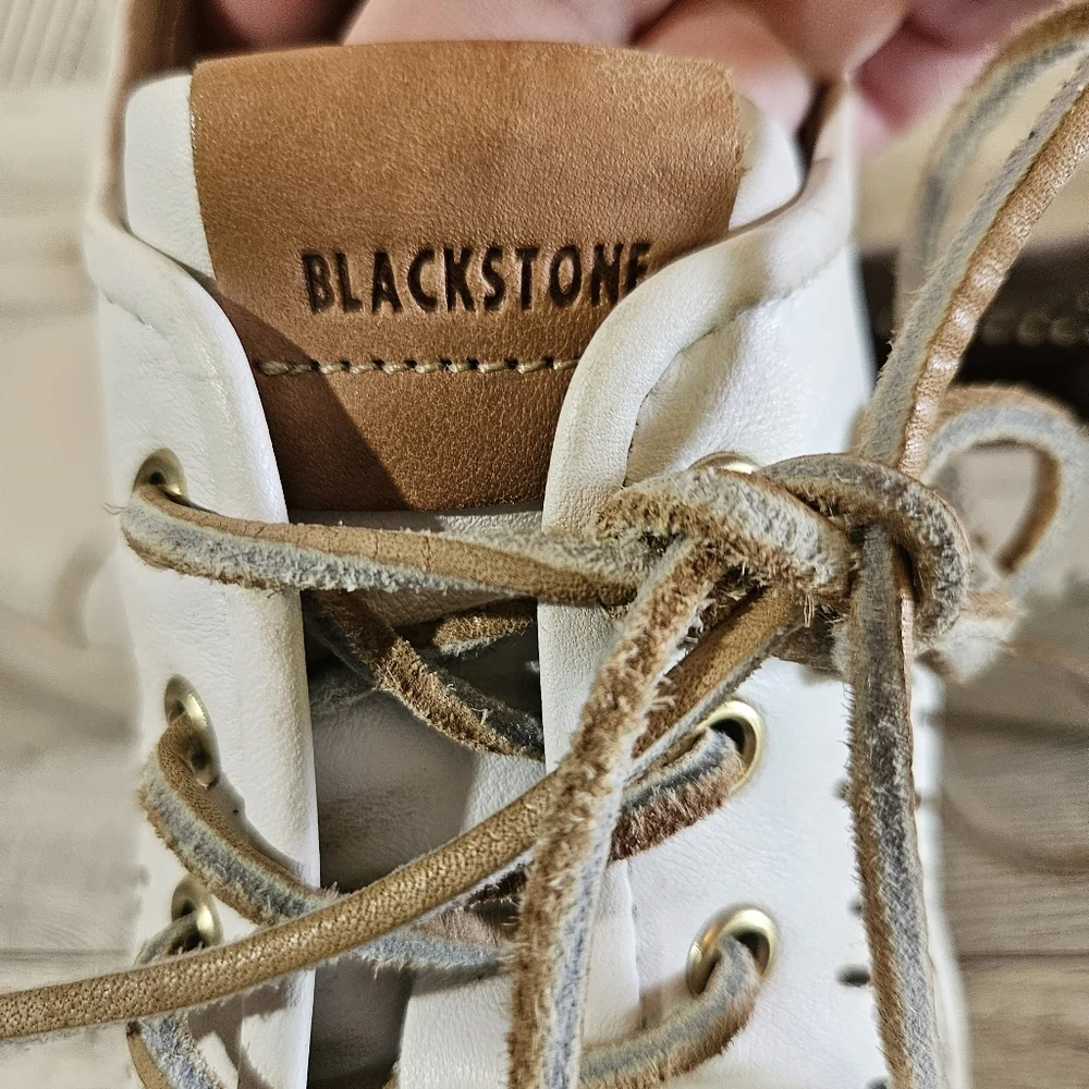 Blackstone PL87 Perforated White Leather Low Top Sneakers Size 40 - Picture 7 of 9